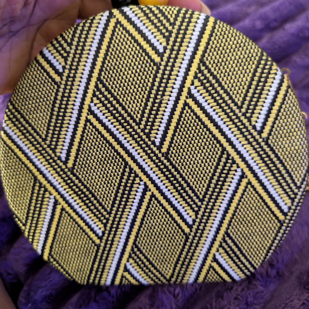 Vegan Yellow and Black Patterned Women's Bag